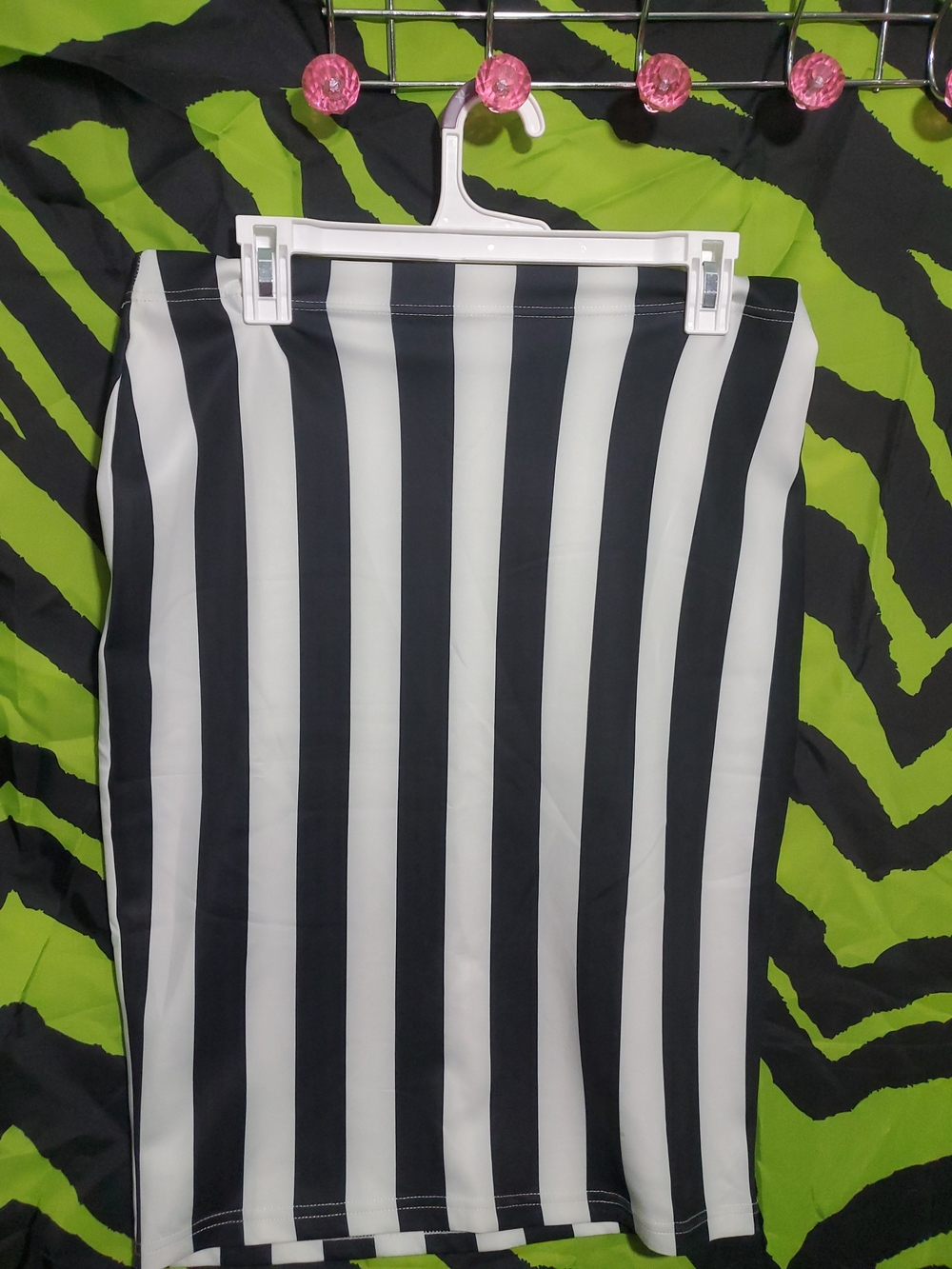 Sourpuss Black And White Striped Pencil Skirt